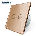 Livolo EU Luxus Weiß Kristallglas Wand Smart Touch Schalter Normal 2 Gang 1 Way VL-C702-11 / 12/13/15